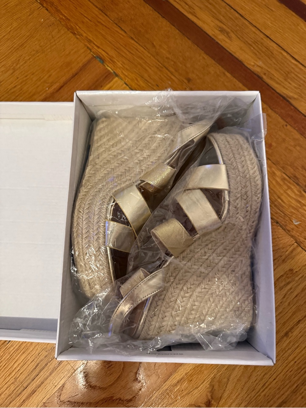 SHEIN Cream Espadrille Wedge Sandals with Cross Straps